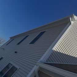 Winn & White - Weather damaged seamless gutter replacement on our 2nd story house.