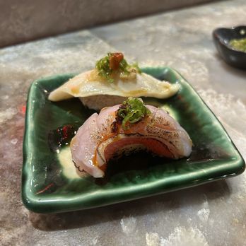 Red Sake - Butterfish and something else. Part of the omakase - Sushi Bars Near Me - Westminster, California