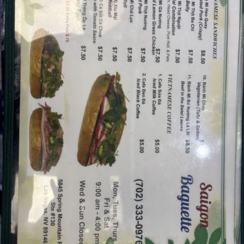 Saigon Baguette - Menu as of Oct 21, 2025 - Vietnamese Near Me - Las Vegas, Nevada Saigon Baguette - Menu as of Oct 21, 2025 - Vietnamese Near Me - Las Vegas, Nevada