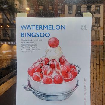 Sweet Moment - Front window with image of large watermelon bingsoo - Coffee & Tea Near Me - New York, New York Sweet Moment - Front window with image of large watermelon bingsoo - Coffee & Tea Near Me - New York, New York