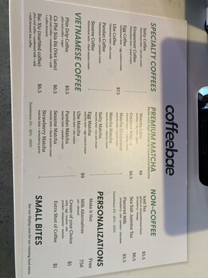 Menu photo 1 Coffeebae Tukwila, WA Menu photo 1 Coffeebae Tukwila, WA