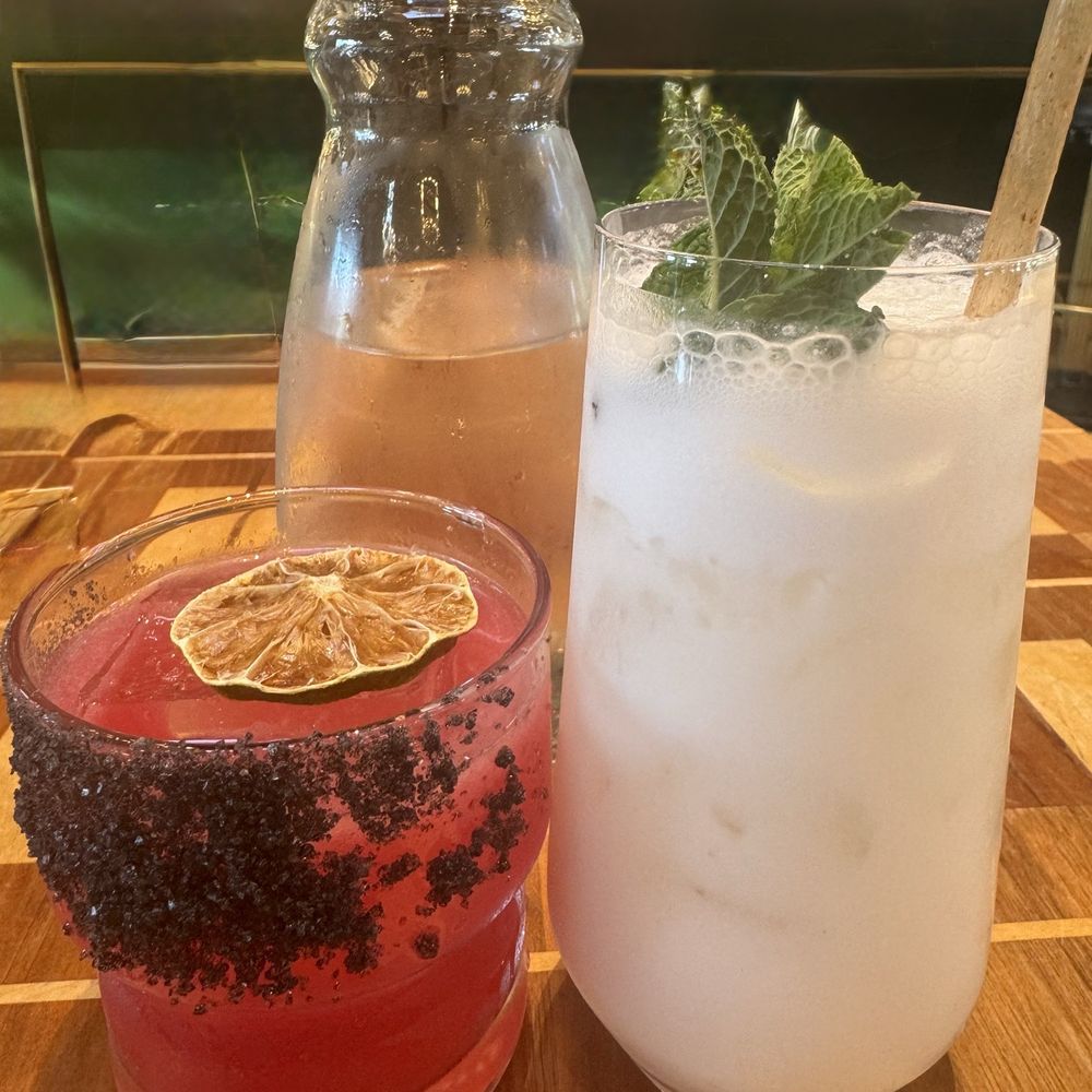 Twelvemonth - Prickly Pear Margaritas (no longer on menu) and Mojito - Vegan Near Me - Burlingame, California Twelvemonth - Prickly Pear Margaritas (no longer on menu) and Mojito - Vegan Near Me - Burlingame, California