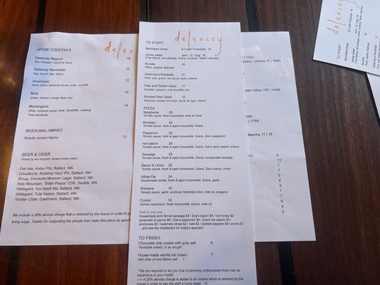 Menu photo 4 Delancey Seattle, WA