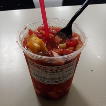 Cosio's Fruit - a plastic cup with a spoon in it - Specialty Food Near Me - Whittier, California Cosio's Fruit - a plastic cup with a spoon in it - Specialty Food Near Me - Whittier, California