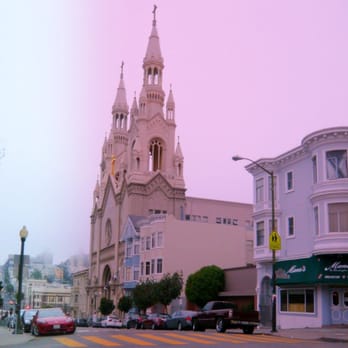 Washington Square Inn - View of St. Peter and Paul Cathedral from WSI, Mama's Cafe on the right. - Hotels Near Me - San Francisco, California