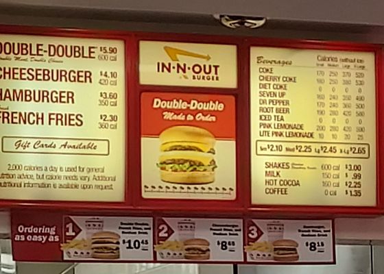 Menu photo 1 In-N-Out Burger Simi Valley, CA Menu photo 1 In-N-Out Burger Simi Valley, CA
