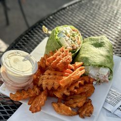 Handlebar - Smoked Chicken Wrap and Sweet Potato Waffle Fries