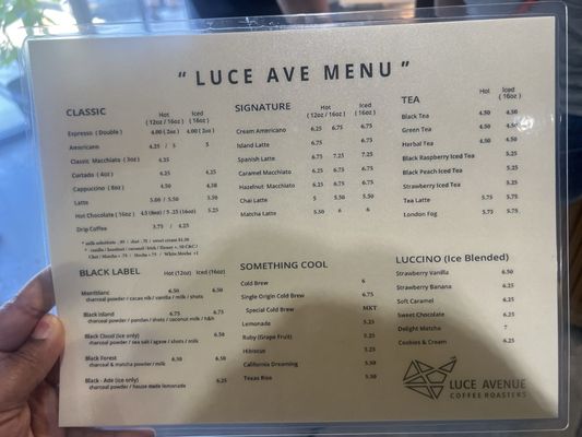 Menu photo 2 Luce Ave Coffee Roasters Houston, TX