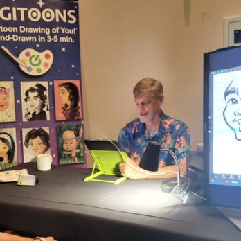 Digitoons - My son watching Tiki create a caricature of him. - Caricatures Near Me - Honolulu, Hawaii