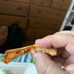 Paper thin quesadilla cooked hard and dry, yum Paper thin quesadilla cooked hard and dry, yum