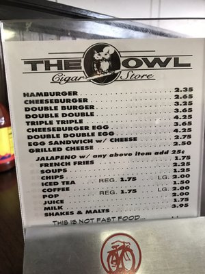Menu photo 6 Owl Cigar Store Canon City, CO