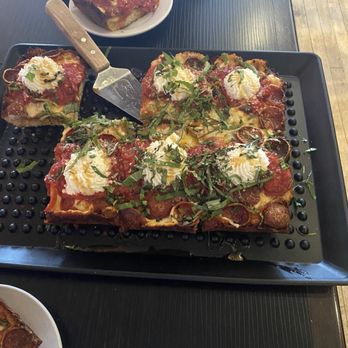 Melt Pizza Company - Detroit style pizza with pepperoni basil and ricotta. - Pizza Near Me - Stillwater, Minnesota