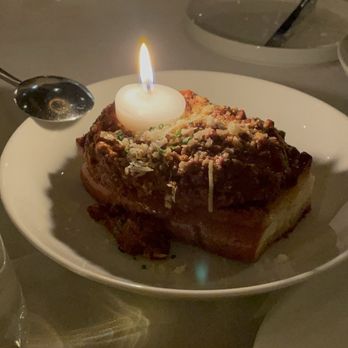 The Arbour - Spicy Beef Chili toast with beef tallow candle - New American Near Me - Pasadena, California