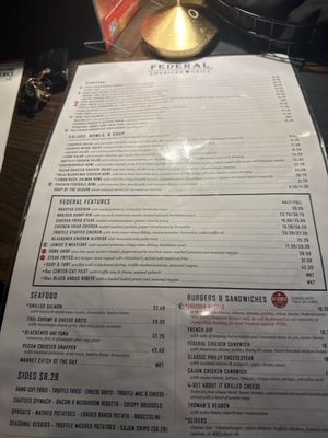 Menu photo 1 Federal American Grill Houston, TX Menu photo 1 Federal American Grill Houston, TX