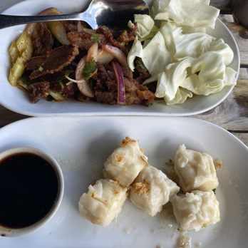 Lung Yai Thai Tapas - Dumplings (Shrimp and Pork) Yum Ped (Crispy Duck Salad) - Tapas/Small Plates Near Me - Miami, Florida Lung Yai Thai Tapas - Dumplings (Shrimp and Pork) Yum Ped (Crispy Duck Salad) - Tapas/Small Plates Near Me - Miami, Florida
