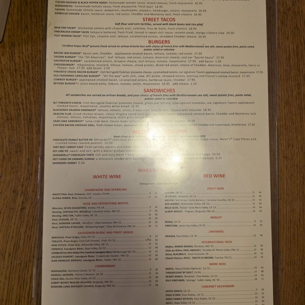 Village Tavern - Menu - New American Near Me - Winston-Salem, North Carolina