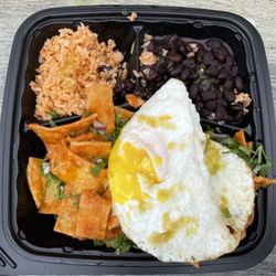 Señor G's Fresh & Healthy Mexican Food - Chilaquiles with over easy egg and black beans