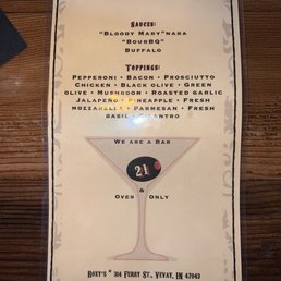 Bloody Mary menu