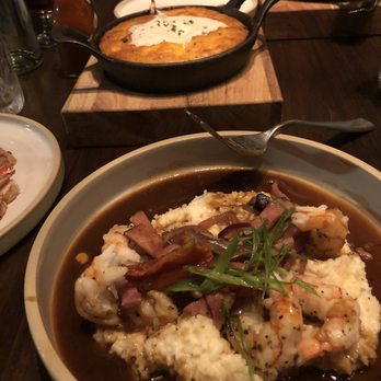 Yardbird - Shrimp 'N' Grits. Skillet Cornbread. - Southern Near Me - Dallas, Texas Yardbird - Shrimp 'N' Grits. Skillet Cornbread. - Southern Near Me - Dallas, Texas