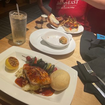 Harveys - Honey pepper salmon, burger, broccoli bite - Steakhouses Near Me - Starkville, Mississippi