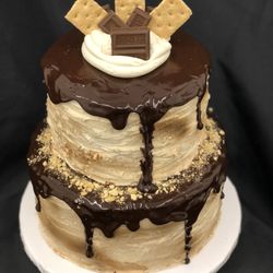 TamiCakes - 6 and 8 inch s'mores cake with marshmallow cream frosting, chocolate ganache, & graham cracker sprinkles