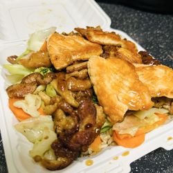 Hibachi Express Japanese Grill - Chicken & Salmon Fried Rice & vegetables