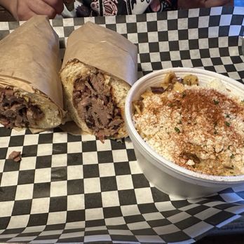 LA Brisket - The 710 Sandwich (BBQ Brisket Sandwich) and Elote on cup - Sandwiches Near Me - Artesia, California LA Brisket - The 710 Sandwich (BBQ Brisket Sandwich) and Elote on cup - Sandwiches Near Me - Artesia, California