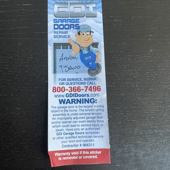 Garage Door Services - NEW sticker that was placed over my old one. Removed since will never use GDI given high prices. - Garage Door Services Near Me Garage Door Services - NEW sticker that was placed over my old one. Removed since will never use GDI given high prices. - Garage Door Services Near Me