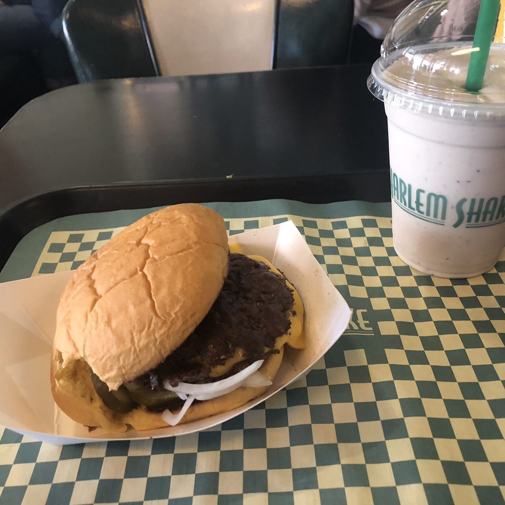 Harlem Shake - Harlem Classic Burger with Strawberry Shake (shortie) - American Near Me - New York, New York Harlem Shake - Harlem Classic Burger with Strawberry Shake (shortie) - American Near Me - New York, New York