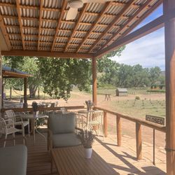 Purple Adobe Lavender Farm - Patio seating. Lots of seating options around