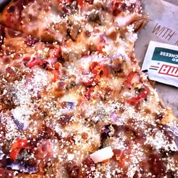 Blaze Pizza - Build Your Own Pizza (Large) mozzarella, Parmesan, Italian sausage, meatballs, onions, chopped garlic, roasted red peppers cooked well done
