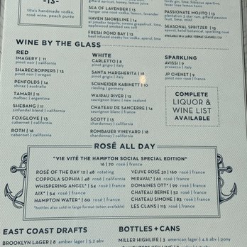 The Hampton Social - Naples - One of two sides of the menu. The food on the other side. - New American Near Me - Naples, Florida