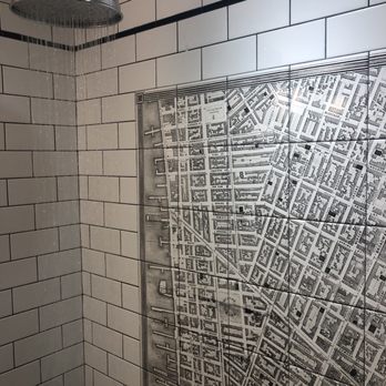 The Frederick Hotel - Love the map on the shower tile and the shower head. - Hotels Near Me - New York, New York The Frederick Hotel - Love the map on the shower tile and the shower head. - Hotels Near Me - New York, New York
