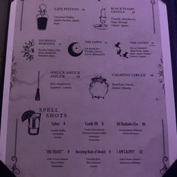 Halloween drink menu