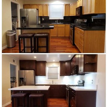 Green Planet Builders - Before and after kitchen, new countertops and cabinets. - General Contractors Near Me - Tarzana, California