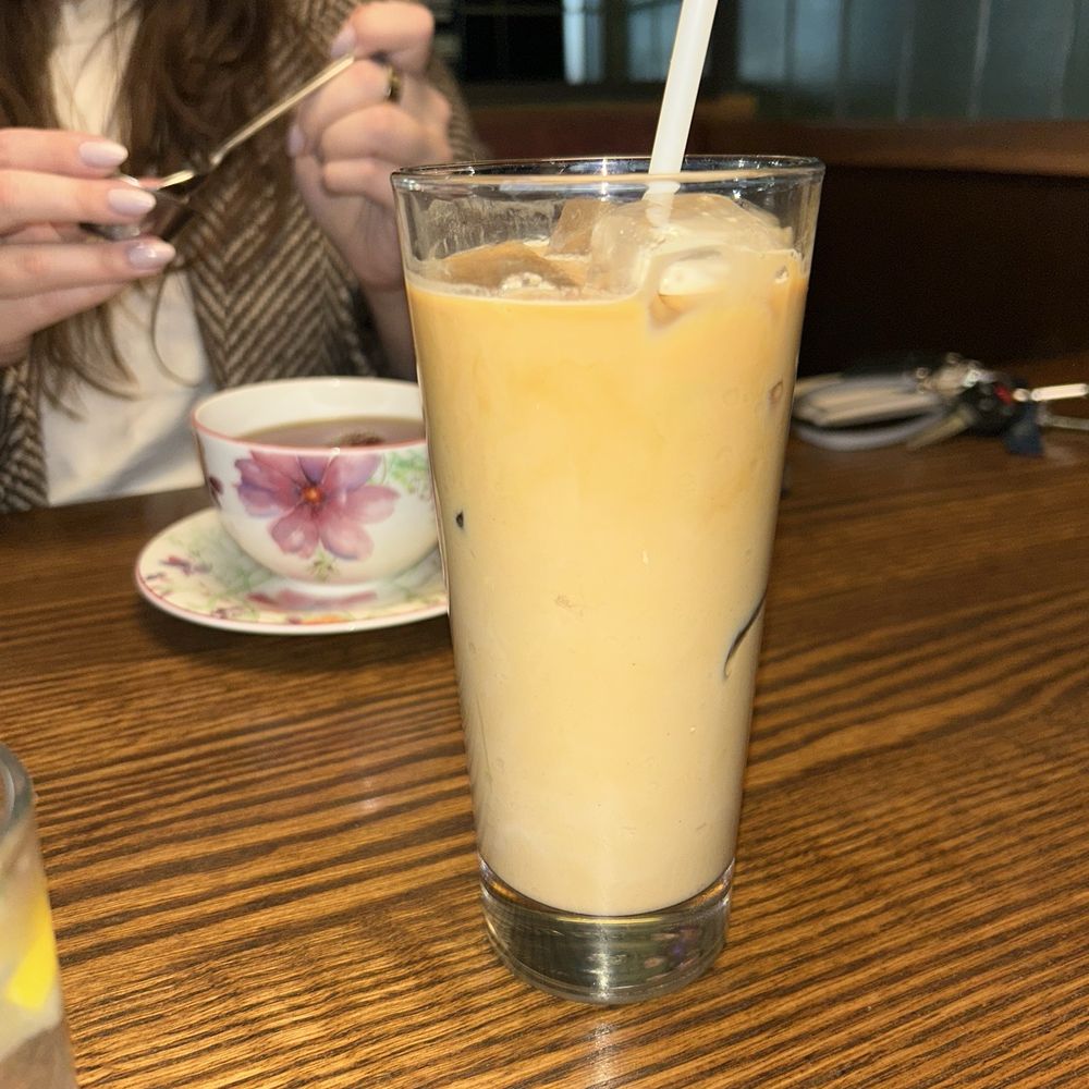 MoCo's Founding Farmers - Iced decaf latte - New American Near Me - Potomac, Maryland MoCo's Founding Farmers - Iced decaf latte - New American Near Me - Potomac, Maryland