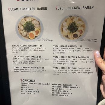 Bincho - Signature Ramen Menu - Ramen Near Me - Los Angeles, California