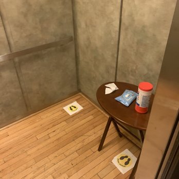 Insomnia Escape Room DC - Inside elevator adhering to social distancing - Escape Games Near Me - Washington, DC, District of Columbia