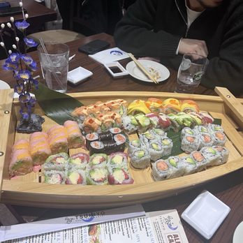 Zushi Tsukiyo - Assorted Sushi Platter - California, Salmon, Shrimp Avocado, Spicy Crunchy Crab, Mango, Butterfly, Sweet Heart, Black Tuna, Spicy Girl - Sushi Bars Near Me - Smithtown, New York Zushi Tsukiyo - Assorted Sushi Platter - California, Salmon, Shrimp Avocado, Spicy Crunchy Crab, Mango, Butterfly, Sweet Heart, Black Tuna, Spicy Girl - Sushi Bars Near Me - Smithtown, New York