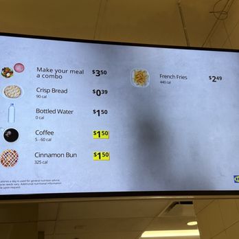 IKEA Restaurant - Menu on TV screens - Scandinavian Near Me - Tempe, Arizona