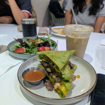 Historias y Un Cafe - Steak quesadillas with guava sauce, side salad with berries and walnuts, iced lavender coffee - Breakfast & Brunch Near Me - Bayamón, Puerto Rico Historias y Un Cafe - Steak quesadillas with guava sauce, side salad with berries and walnuts, iced lavender coffee - Breakfast & Brunch Near Me - Bayamón, Puerto Rico