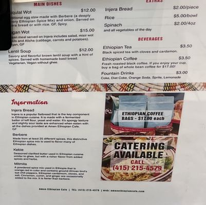 Menu photo 1 Amen Ethiopian Cafe Spokane Valley, WA Menu photo 1 Amen Ethiopian Cafe Spokane Valley, WA