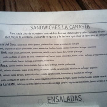Cafetería La Canasta - Carta - Chocolatiers & Shops Near Me