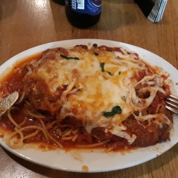 Dino's Cafe - Veal parmisiana over spaghetti - Italian Near Me - Boston, Massachusetts