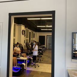Pedicure stations in the back