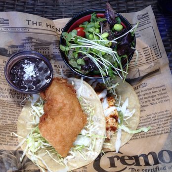 Pacific Catch - Baja fish taco and mahi mahi fish taco with a side salad - Seafood Near Me - Campbell, California Pacific Catch - Baja fish taco and mahi mahi fish taco with a side salad - Seafood Near Me - Campbell, California