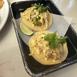 Blackened Shrimp Tacos, Carrot Slaw, Habanero Aioli