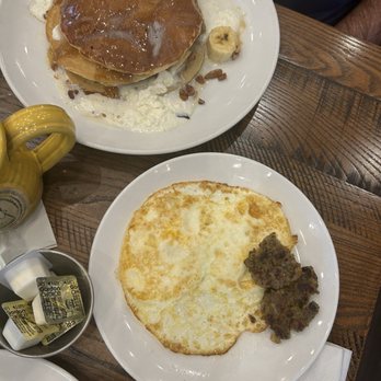 Another Broken Egg Cafe - Pancakes, side of eggs and sausage - Breakfast & Brunch Near Me - Winter Park, Florida Another Broken Egg Cafe - Pancakes, side of eggs and sausage - Breakfast & Brunch Near Me - Winter Park, Florida