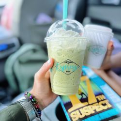 The Cupcake & Espresso Bar - Green Tea "Ghiacciato" (meaning: "Icy") Blended + Kids Peppermint Hot Chocolate