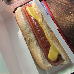 All beef mustard dog.